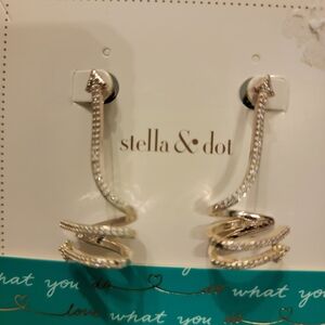 Stella & Dot Gold and Silver Spiral Earrings